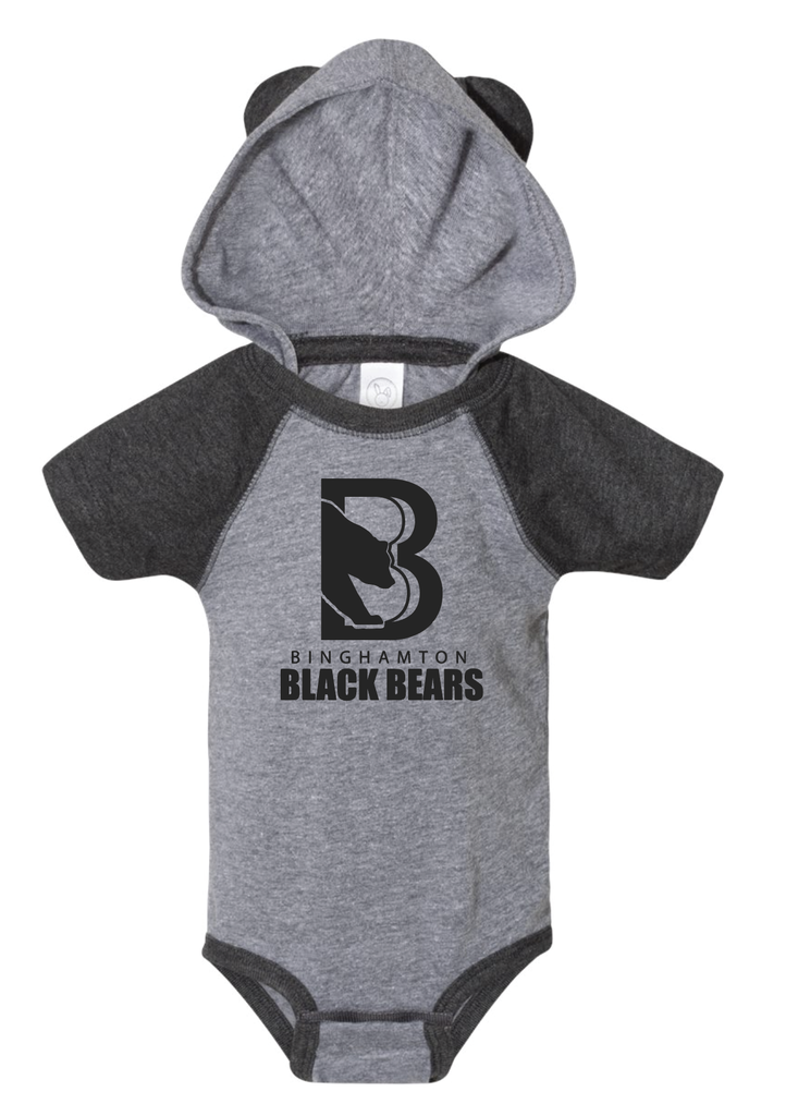 [4417-6M-Granite Heather Vintage Smoke] Binghamton Black Bears - Bear Hood Onesie!  (6M)
