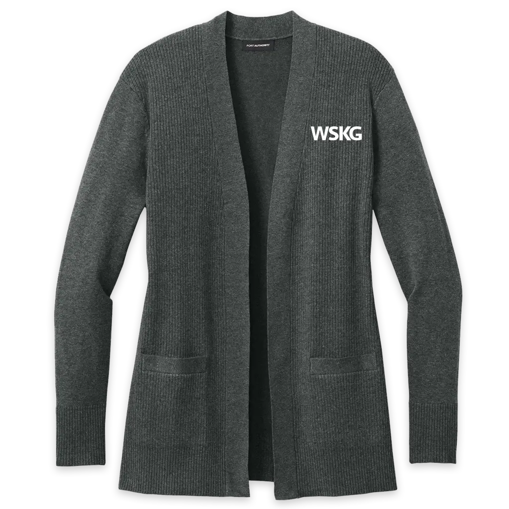 [LSW2890-S-Charcoal Heather] WSKG Employee Cardigan - Ladies  (S, Charcoal Heather)