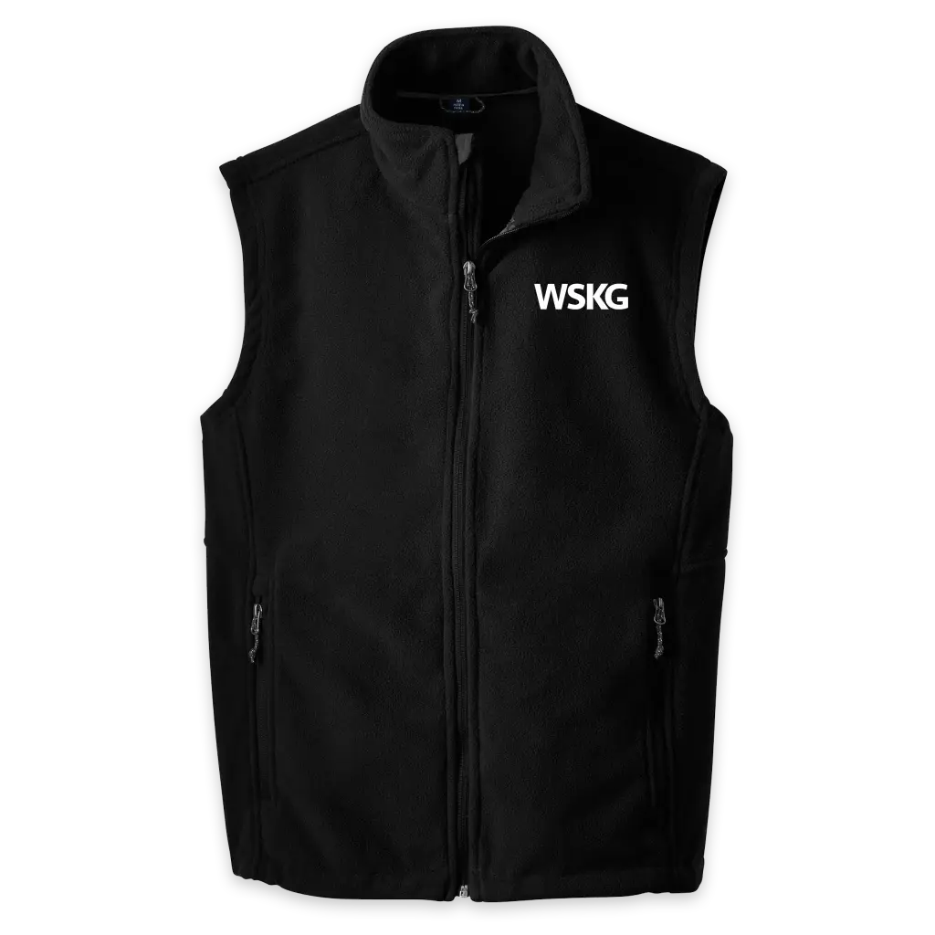 [F219-S-Black] WSKG Employee - Unisex Fleece Vest (S, Black)