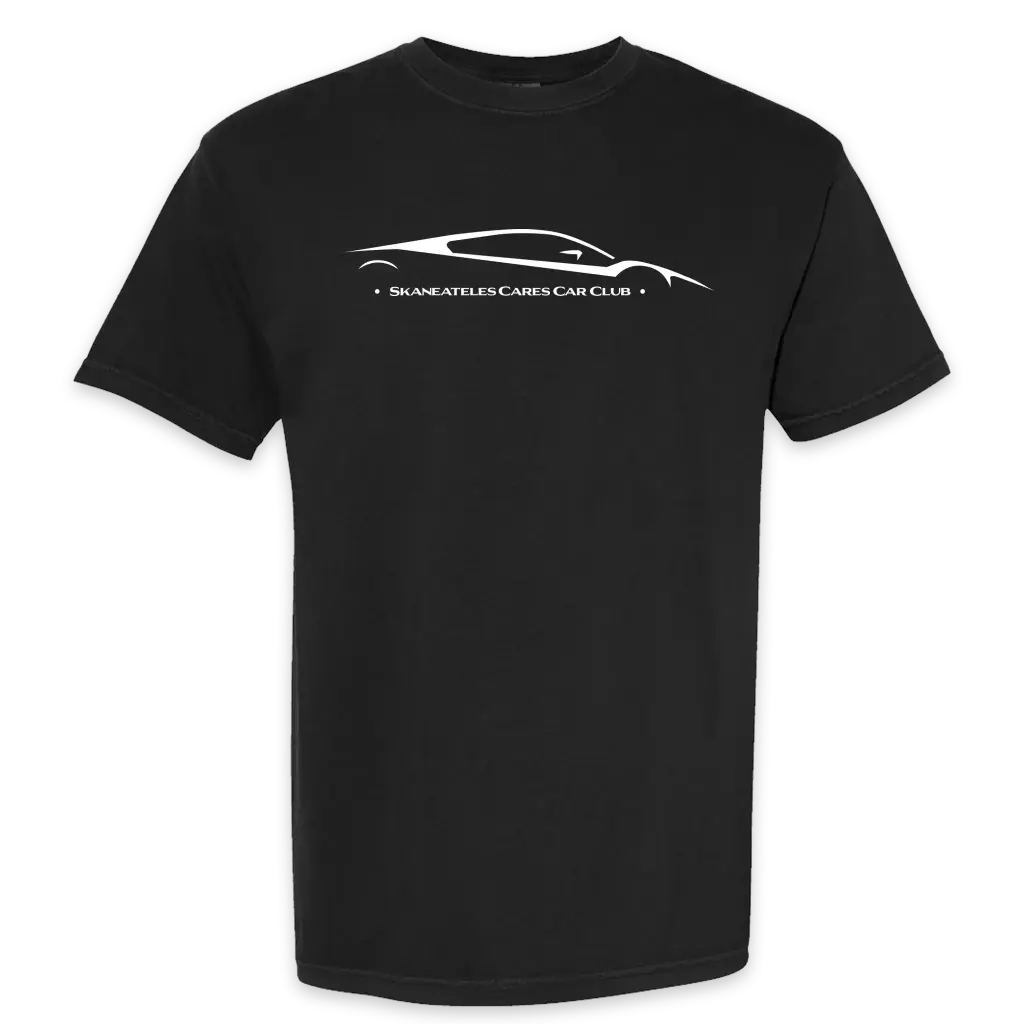 [1717-S-Black] Skaneateles Cares Car Club - Full Front T-Shirt (S, Black)