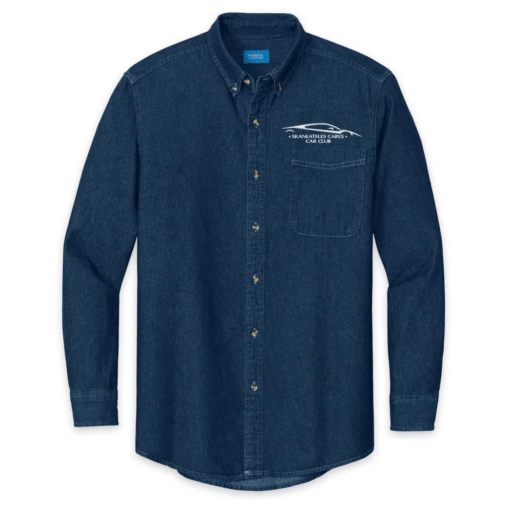 [SP10-S-Ink Blue] Skaneateles Cares Car Club - Embroidered Denim Shirt (Ink Blue, S)