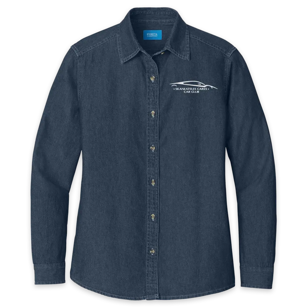 Skaneateles Cares Car Club - Women's Embroidered Denim Shirt