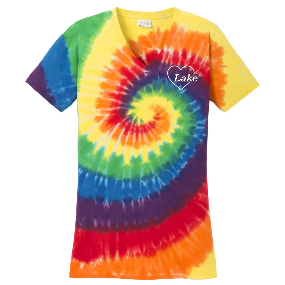 Heart Lake - Heart Logo Tie-Dye Women's V-Neck Tee