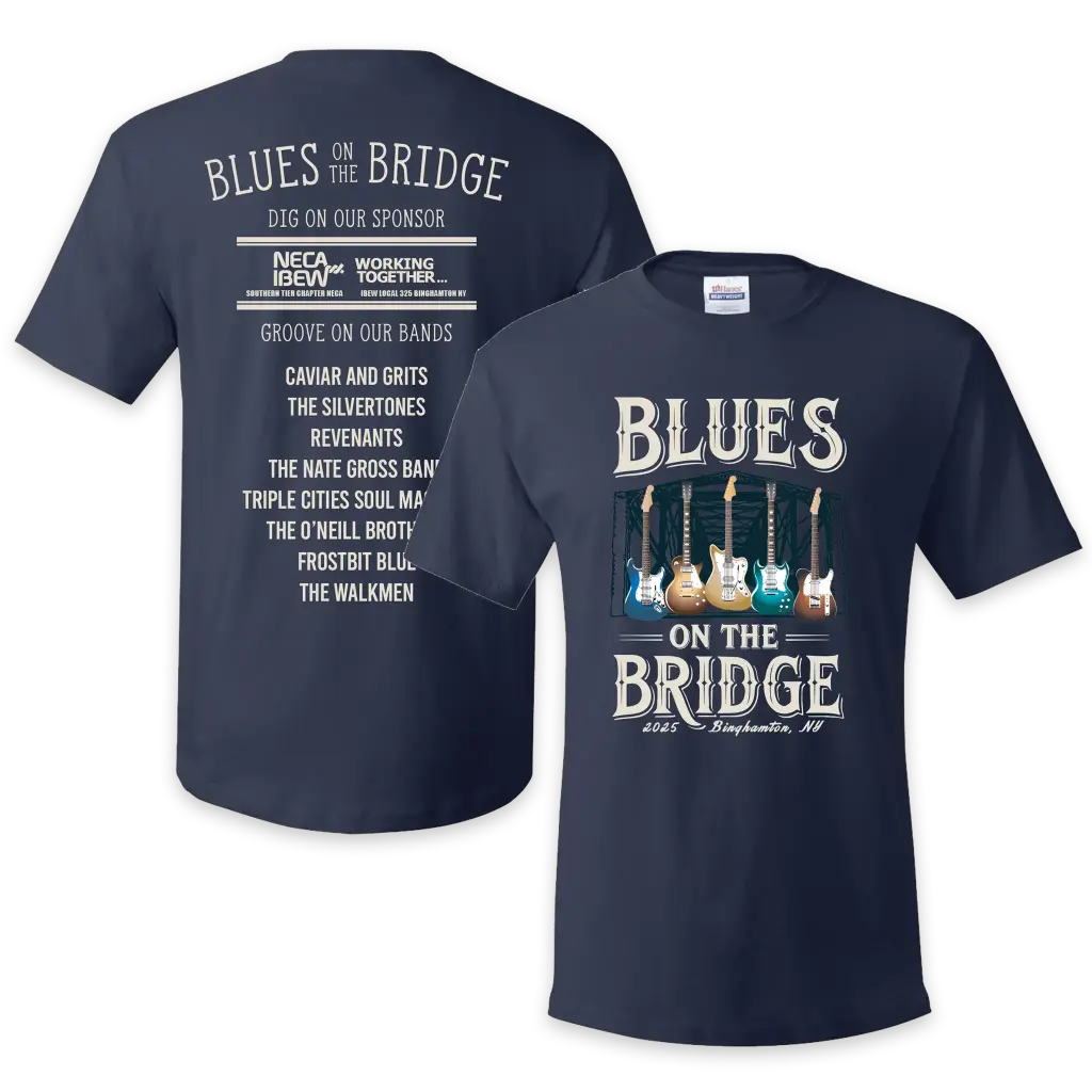 Blues On The Bridge - Full Color Guitar Tshirt 2025