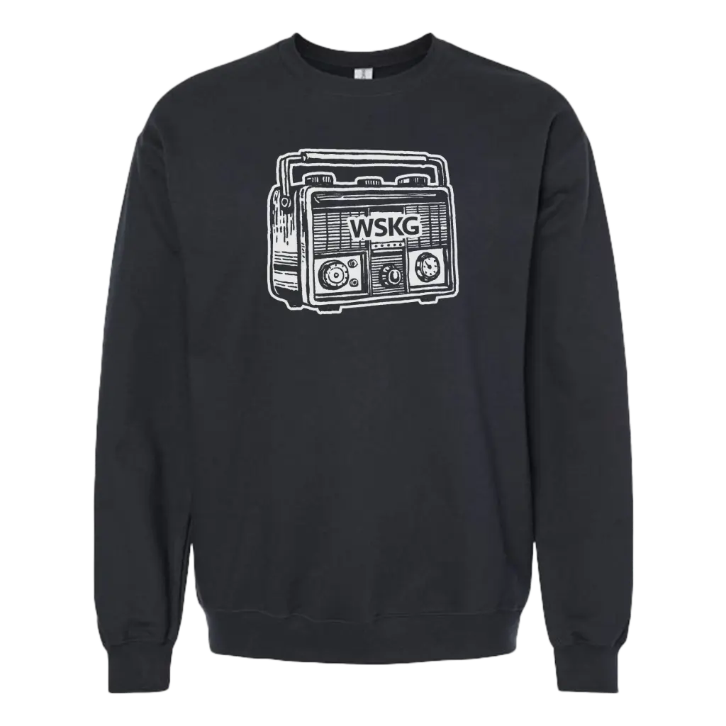 [SF000-S-Black] WSKG Vintage Radio Crewneck (S, Black)