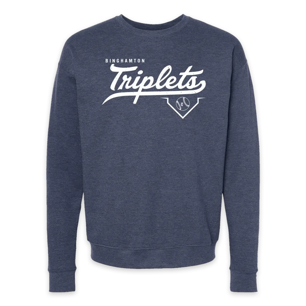 Binghamton Vintage Triplets Crewneck - Heather Denim!