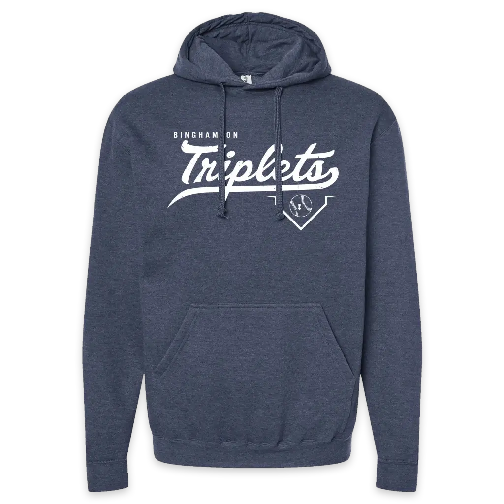 Binghamton Vintage Triplets Hoodie - Heather Denim!