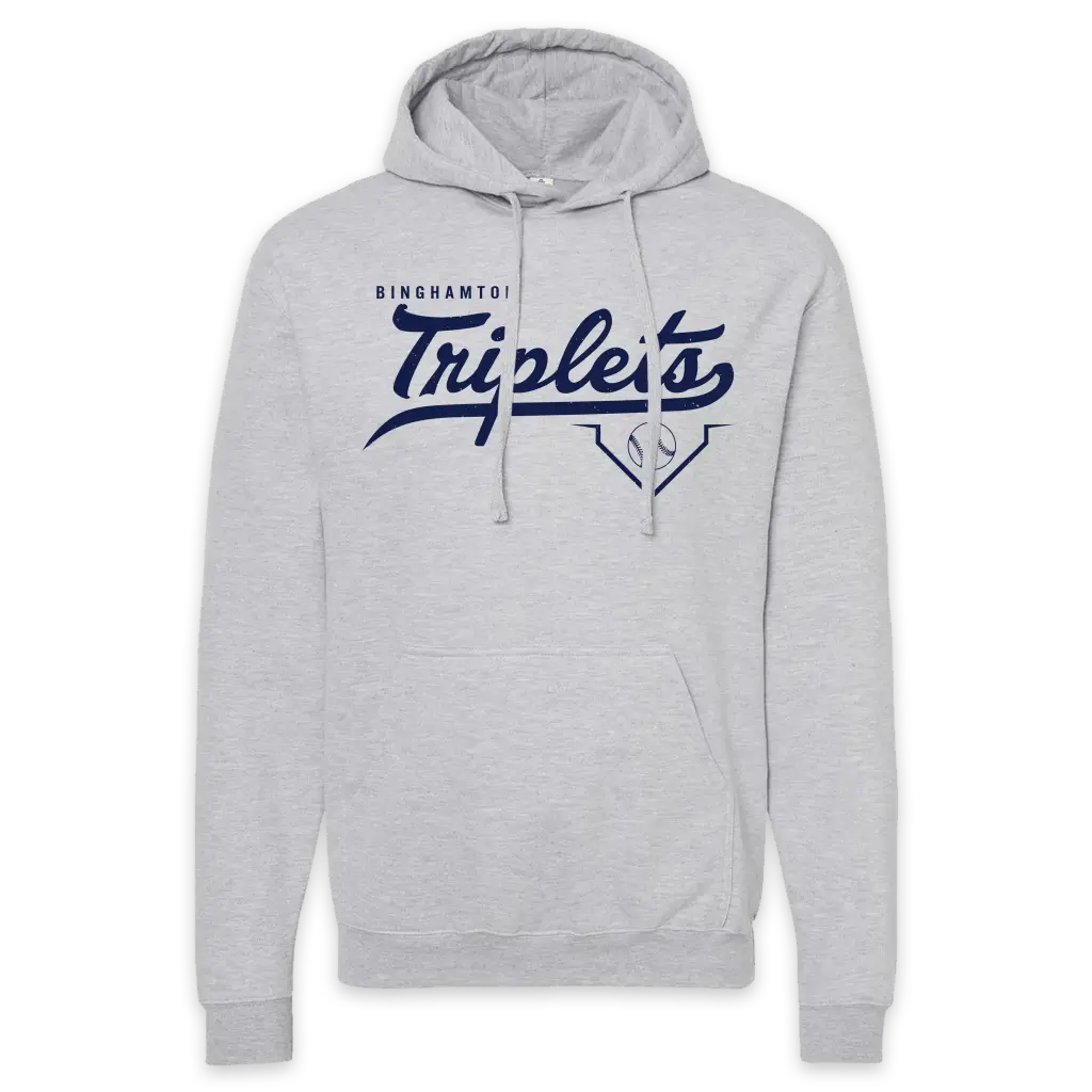 Binghamton Vintage Triplets Hoodie - Heather Grey!