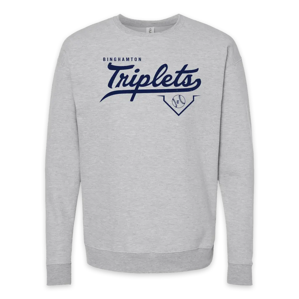 Binghamton Vintage Triplets Crewneck - Heather Grey!