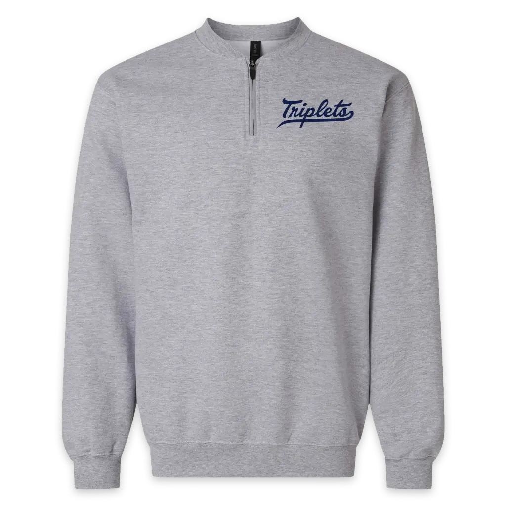 Binghamton Triplets Tee Vintage Varsity Collar 1/4 Zip!