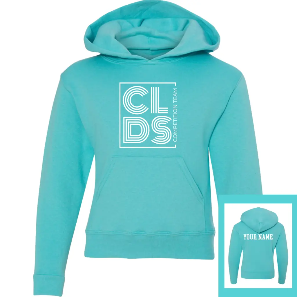 [996YR-S-Scuba Blue-NAME ADDED] CLDS Customizable Youth Hoodie! (S, Name Added on Back)
