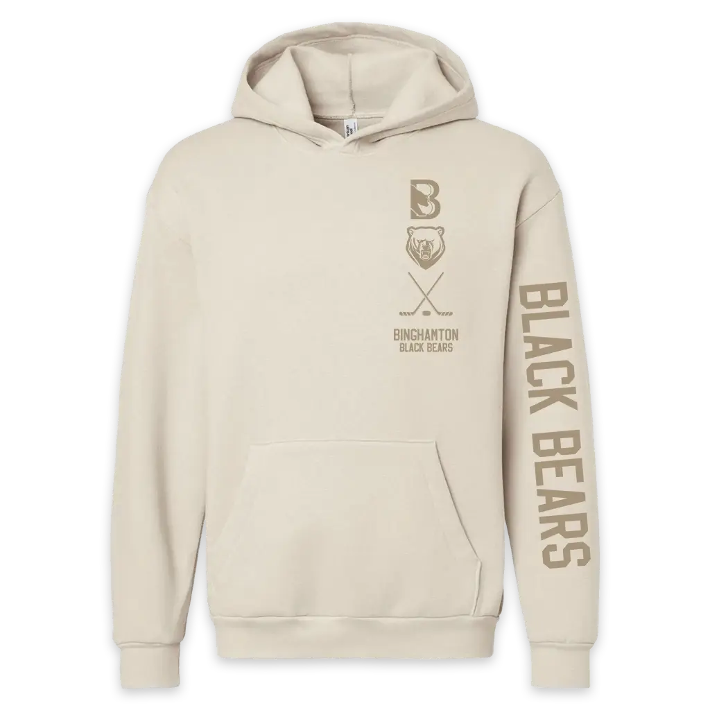[RF498-XS-Bone] Binghamton Black Bears Mens Tan Hoodie (Online Exclusive) (XS)