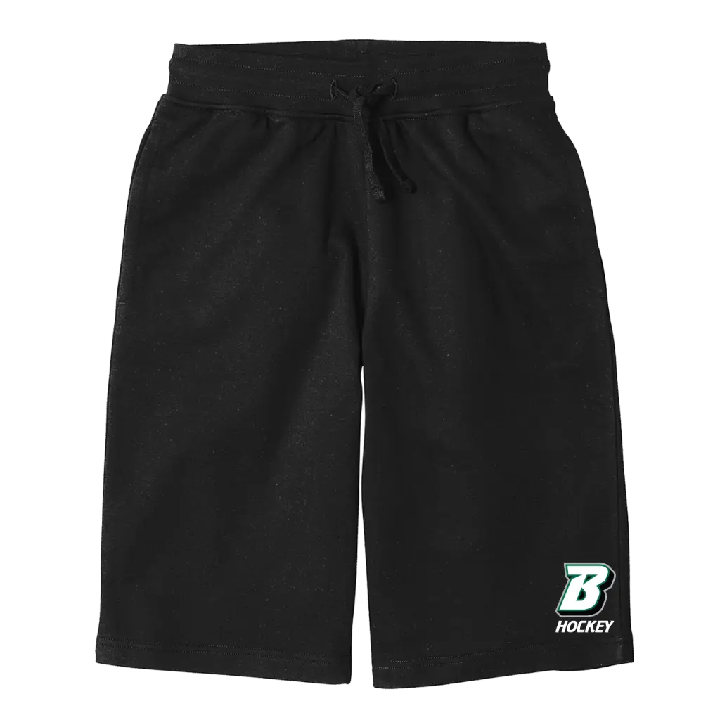 [DT6108-S-BLACK] BU Club Hockey 11 Inch Fleece Shorts -Flying B Design! (S, Black)