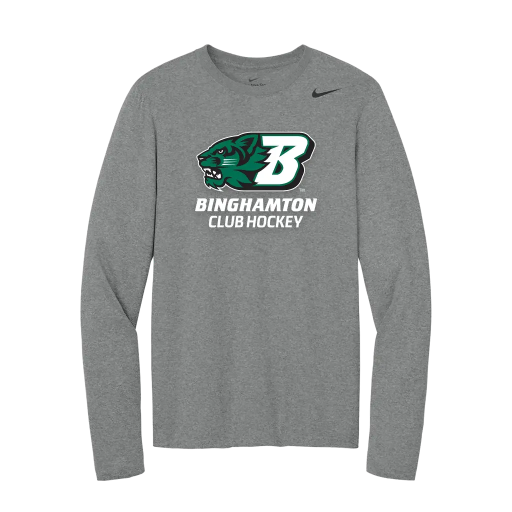 [NKHQ4550-S-Carbon Heather] BU Club Hockey Nike Team Legend Long Sleeve Tee (Carbon Heather, S)