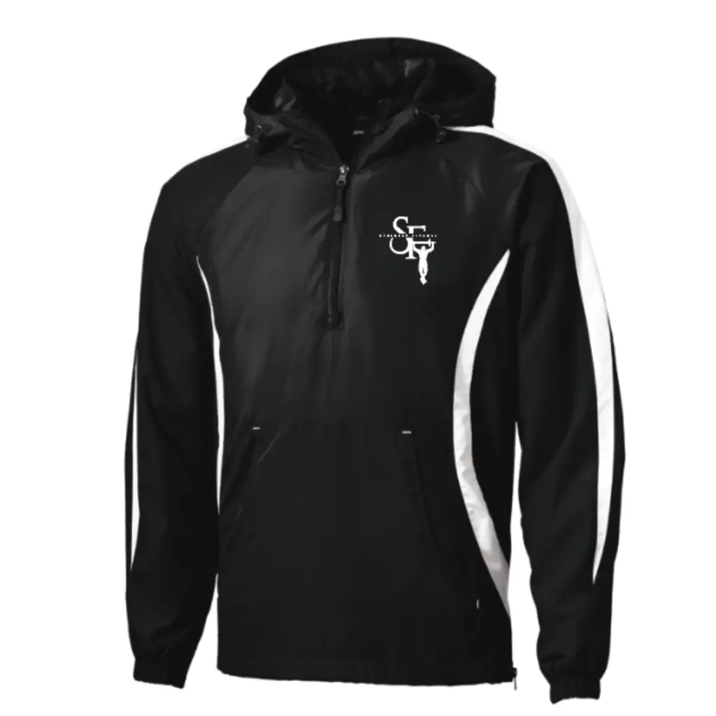 [JST63-S-Black/White] Strictly Fitness - Sport-Tek® Colorblock Raglan Anorak (S)