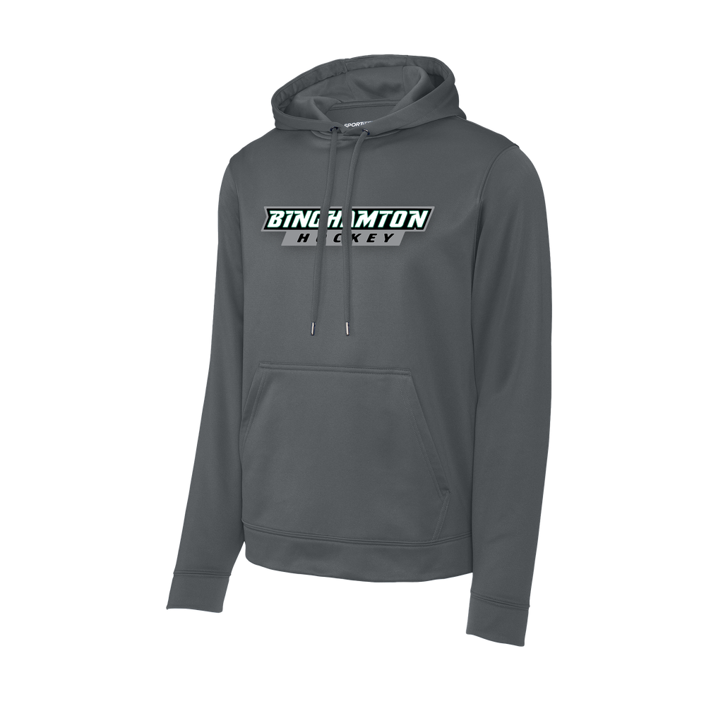 [F244-S-Dark Smoke Grey] BU Club Hockey  Sport-Tek® Sport-Wick® Fleece Hooded Pullover (Dark Smoke Grey, S)