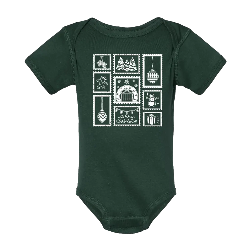 [4400-6M-forest] Christmas in Montrose - Stamp Onesie! (Forest, 6M)