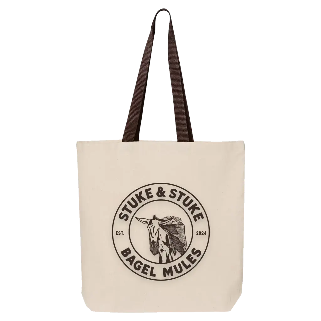 [Q4400-Natural/Chocolate] Haynesie Art - Stuke & Stuke Bagel Mules Tote Bag