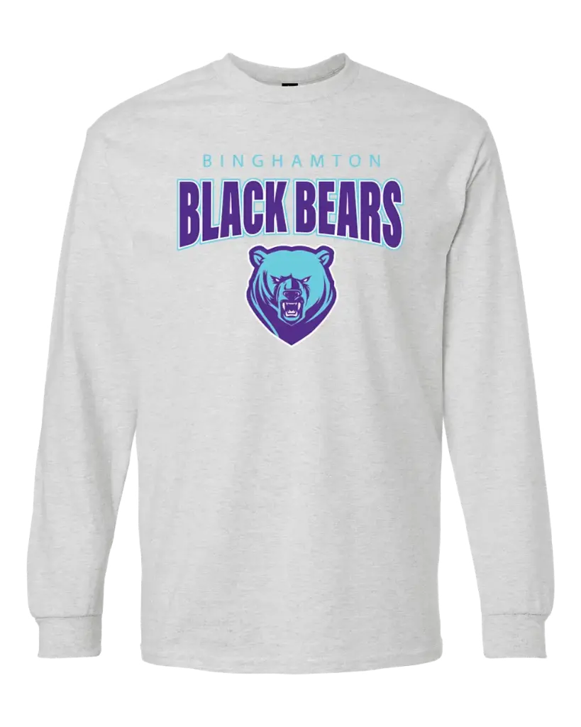 Binghamton Black Bears Inverse Live Print - Adult Long Sleeve T-Shirt
