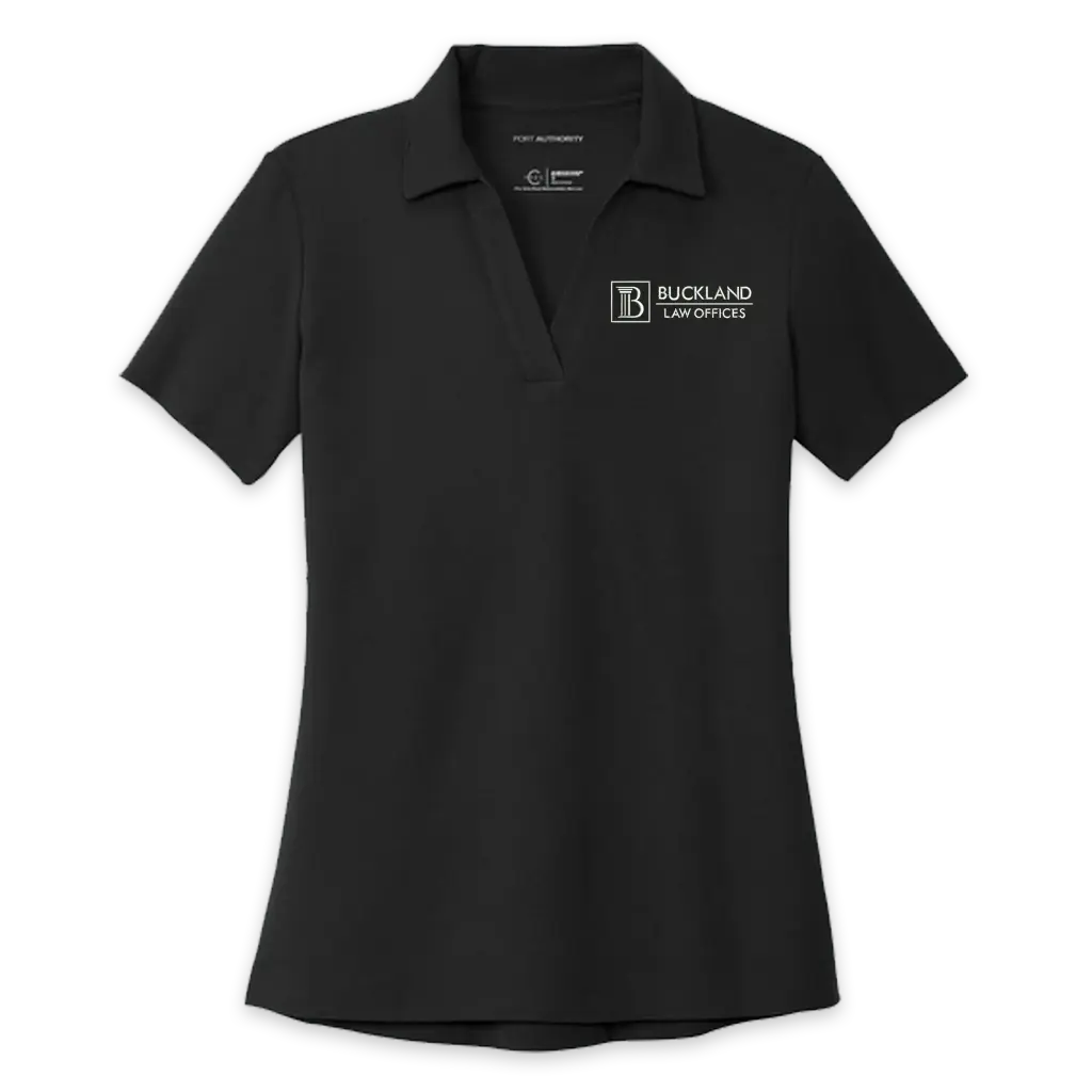 [LK867-S-Black] Buckland Law - Embroidered Ladies Port Authority® C-FREE® Cotton Blend Pique Polo (Black, S)
