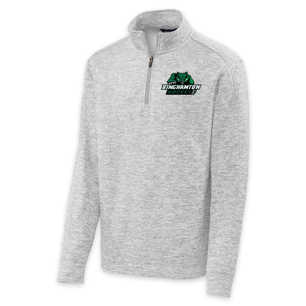 [ST226-S-Silver Electric] BU Club Hockey Player Performance Quarter Zip (Silver, S)