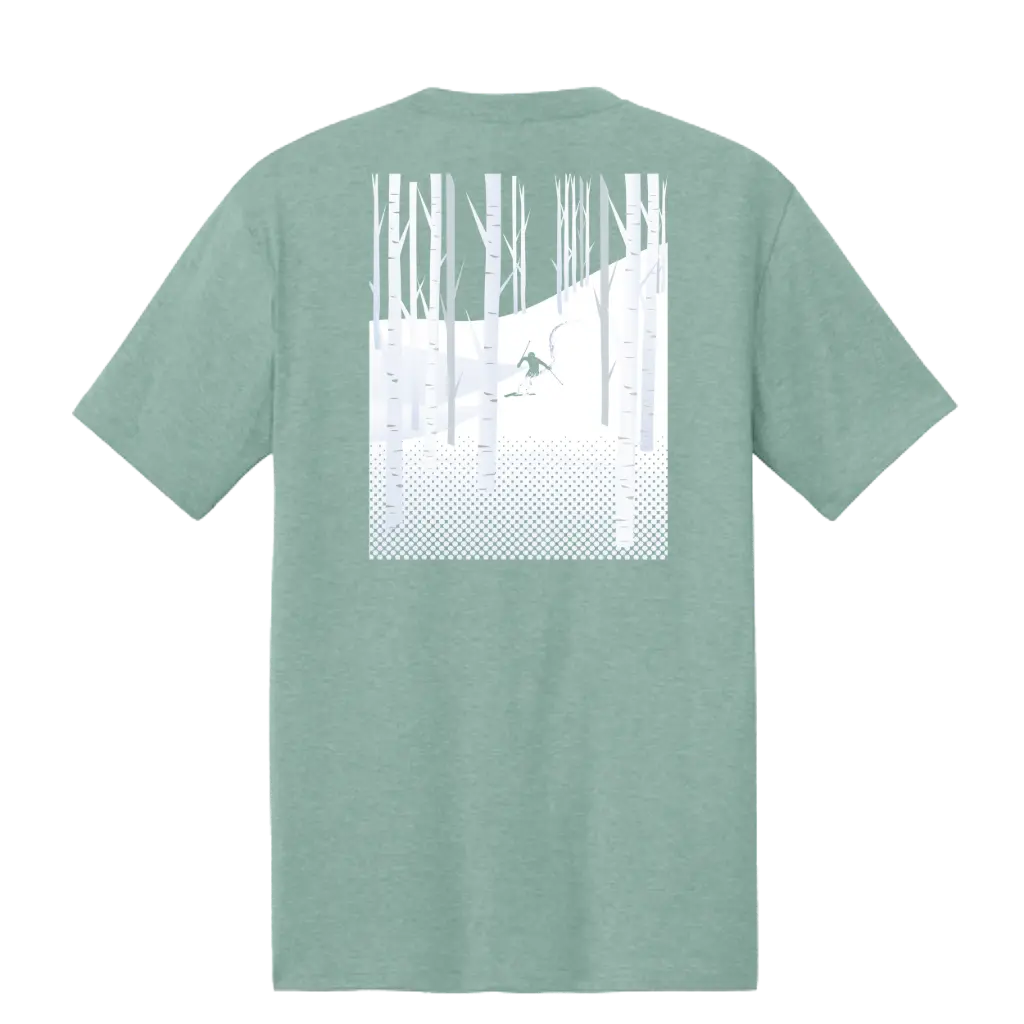 [DT130-S-white] BHS Ski & Snowboard Club - Snowboard Tee, District Perfect Triblend - 1 Side Print Only (White, S)
