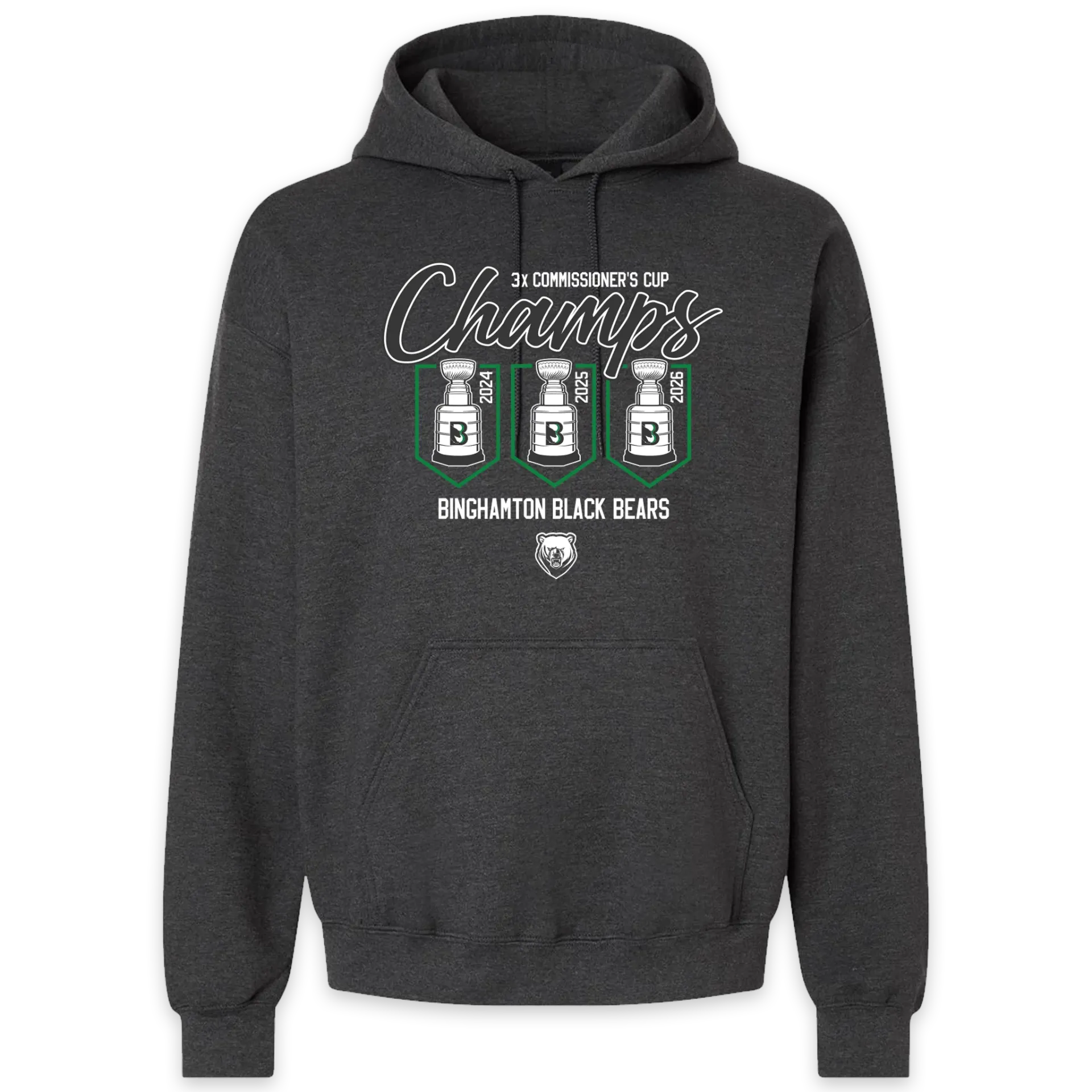 [18500-S-Fan Charcoal Heather] Binghamton Black Bears 2026 Champs Hoodie! (S)