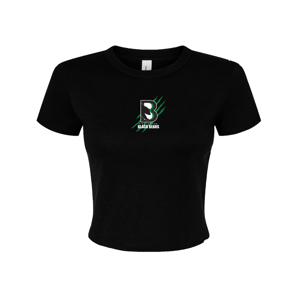 [1010-XS-Solid Black Blend] Binghamton Black Bears Women's Micro Rib Baby Tee (Online Exclusive) (Solid Black Blend, XS)
