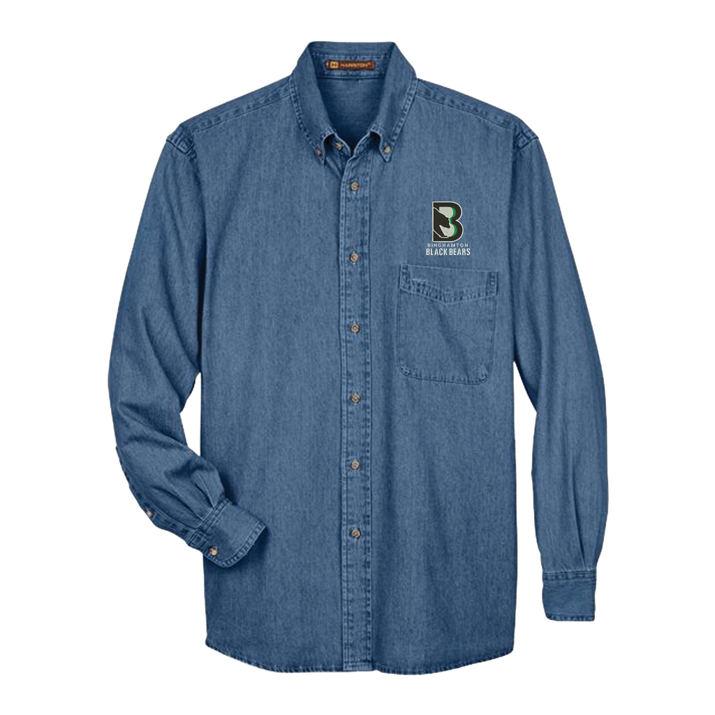 Binghamton Black Bears Embroidered Denim Button Down