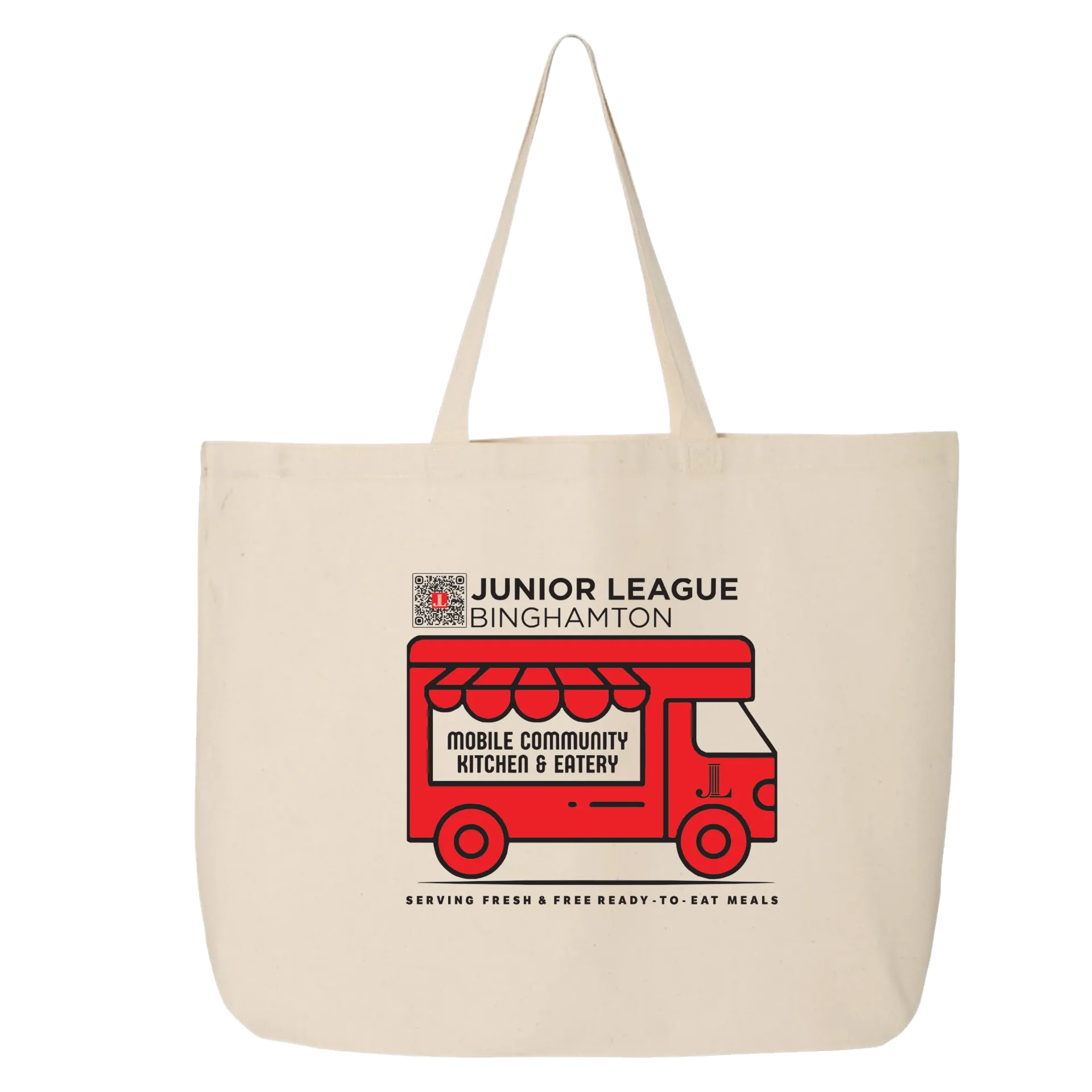 [Q600-Natural] Junior League Of Binghamton - Logo Tote!