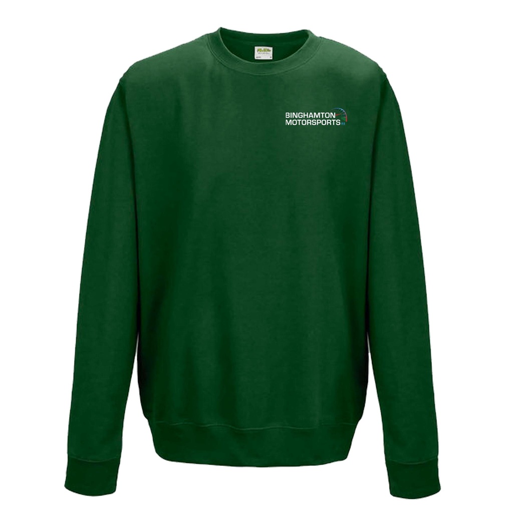 [JHA030-S-Bottle Green] Binghamton Motorsports Crewneck Left Chest in Green (S)