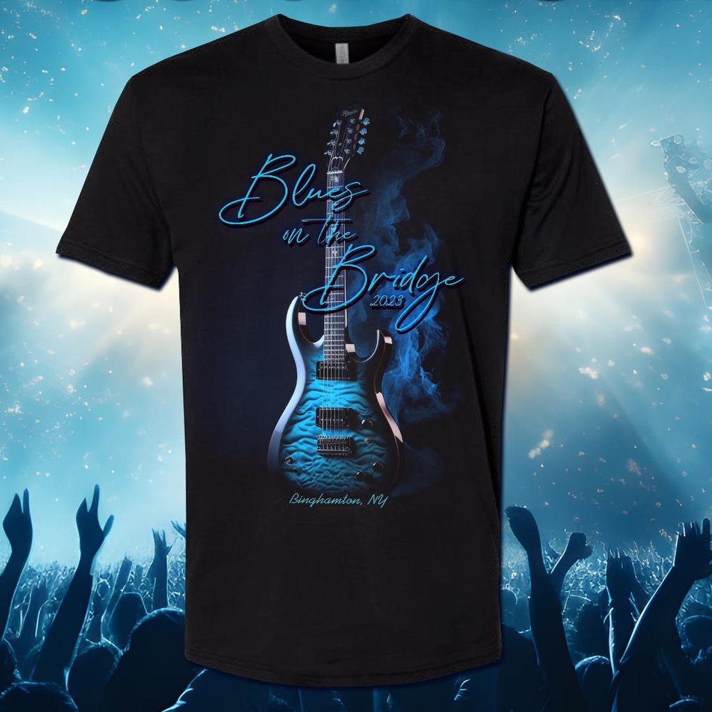 Blues On The Bridge - Blue Guitar Tshirt 2023