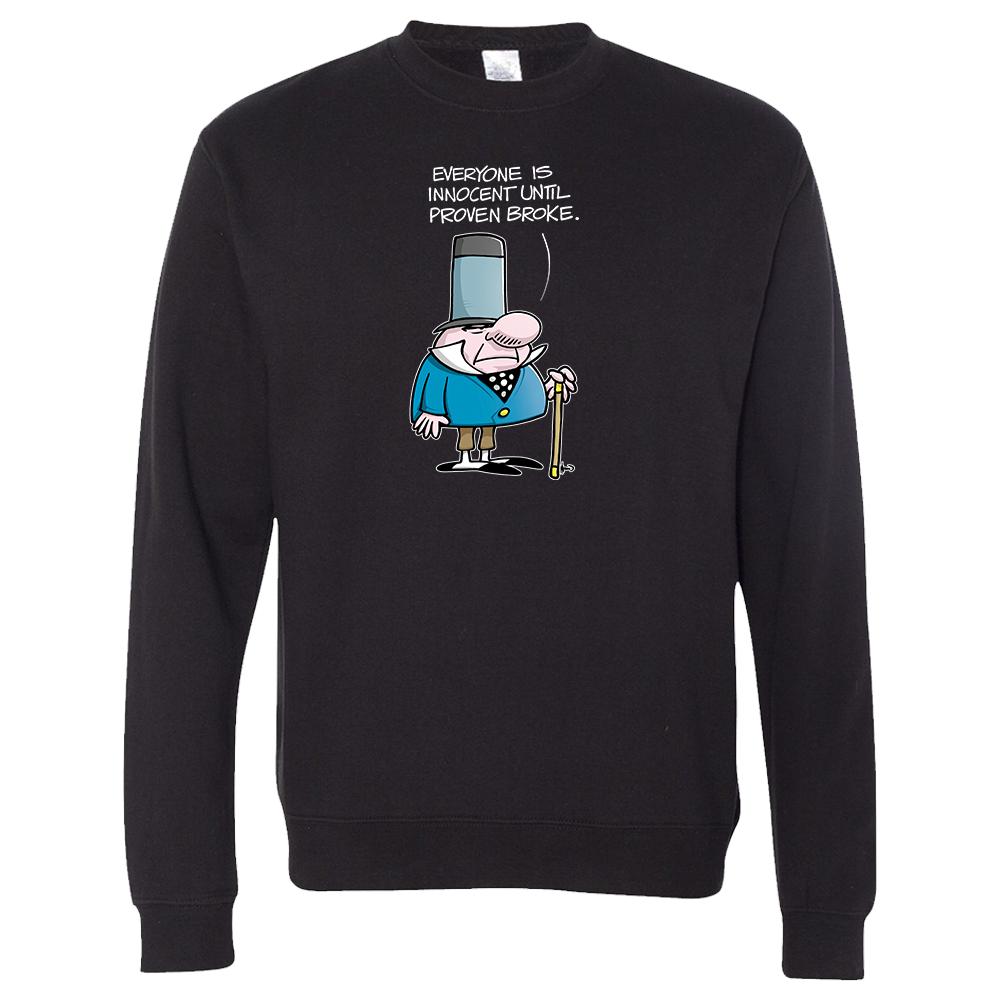 [SS3000-S-Black] Wizard of ID - Broke Crewneck Sweatshirt (Black, S)