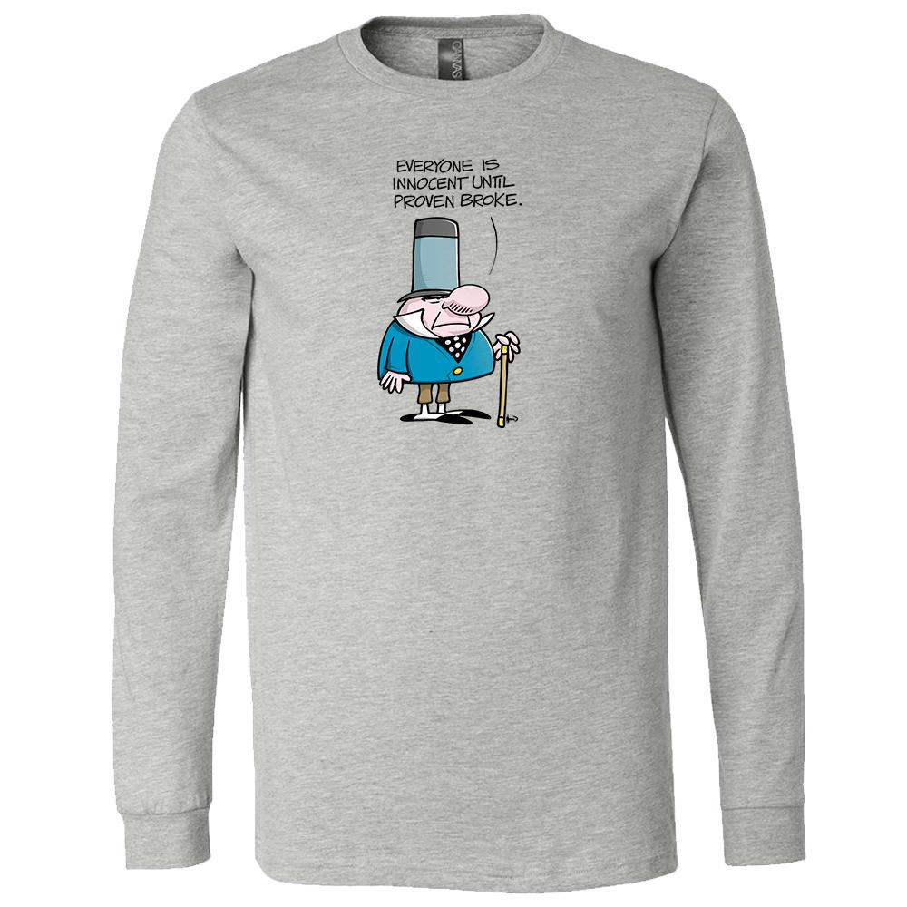 [3513-S-Athletic Grey Triblend] Wizard of ID - Broke Long Sleeve T-Shirt (Athletic Heather, S)