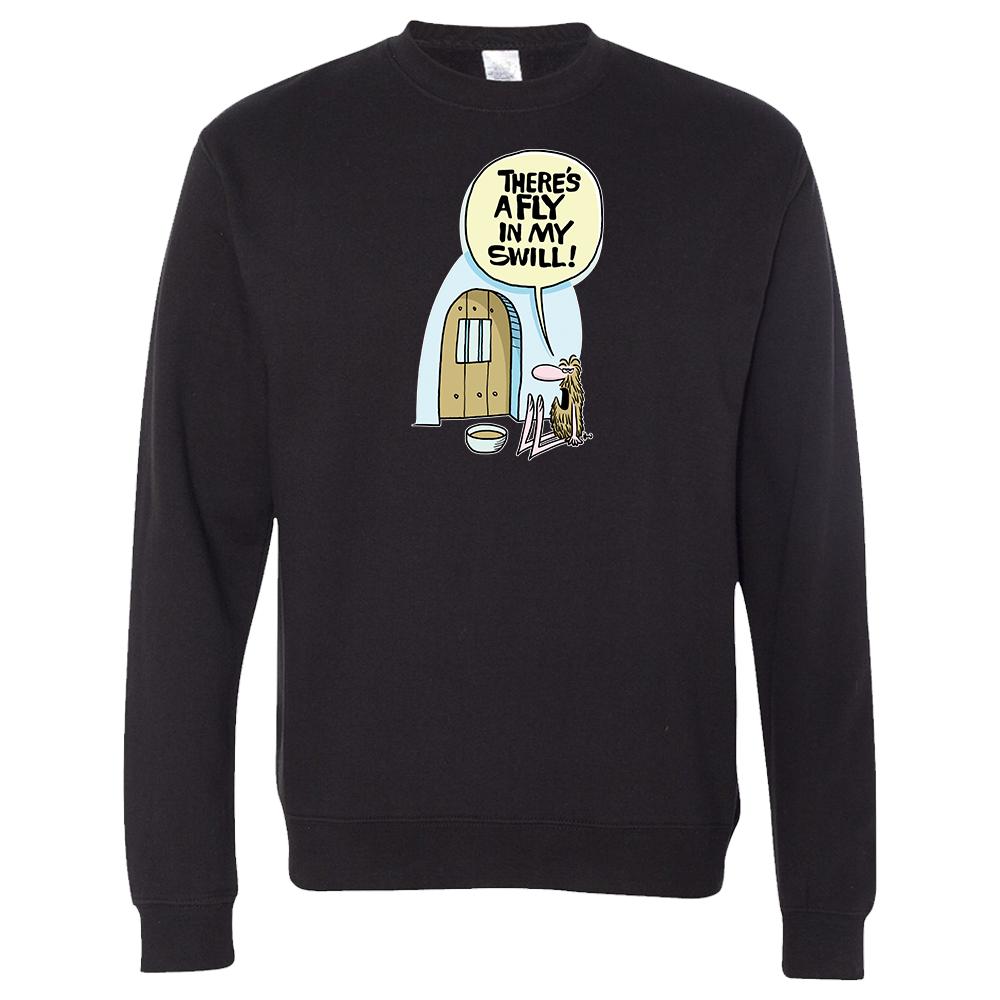 [SS3000-S-Black] Wizard of ID - Fly In My Swill Crewneck Sweatshirt (Black, S)