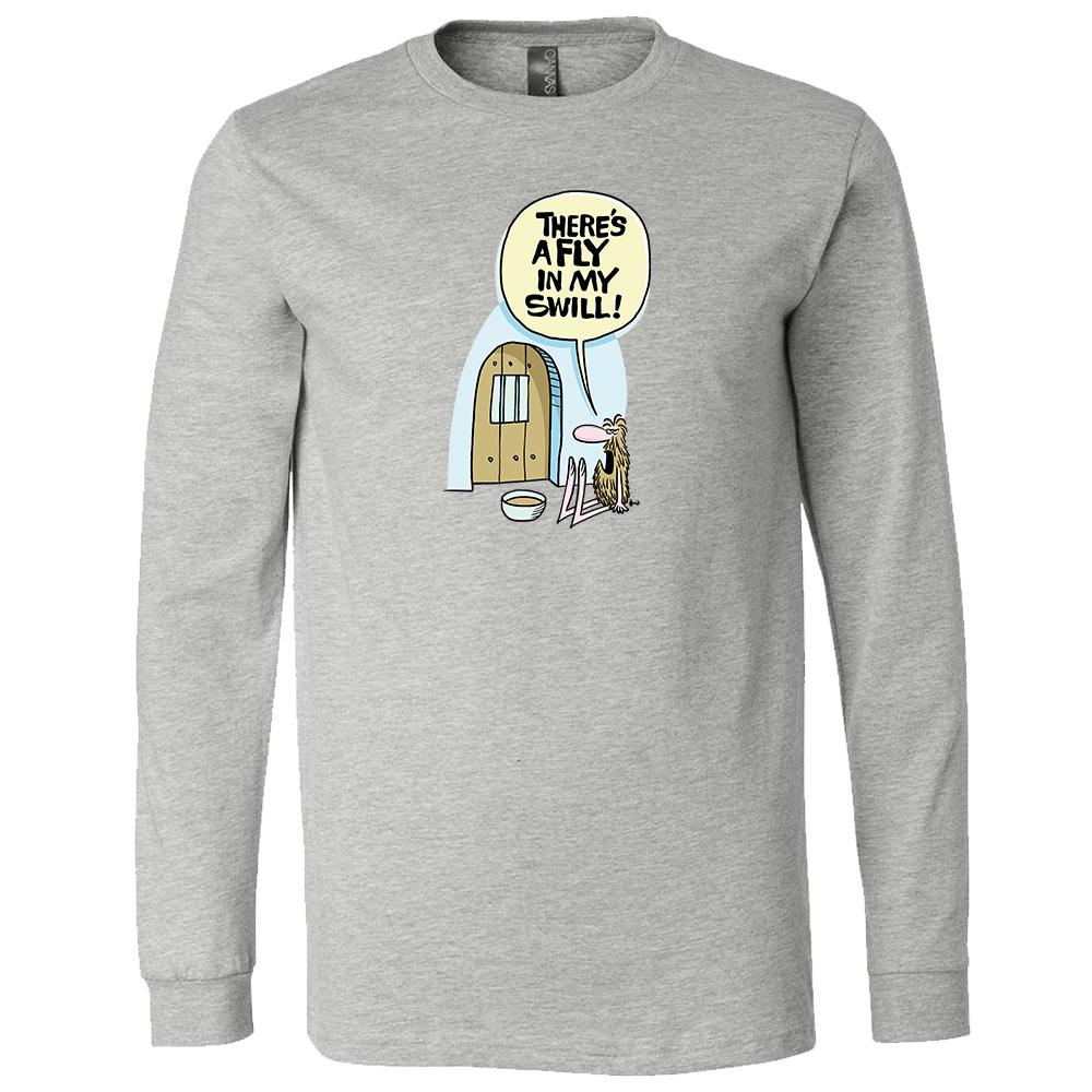 [3513-S-Athletic Grey Triblend] Wizard of ID - Fly In My Swill Long Sleeve T-Shirt (Athletic Heather, S)