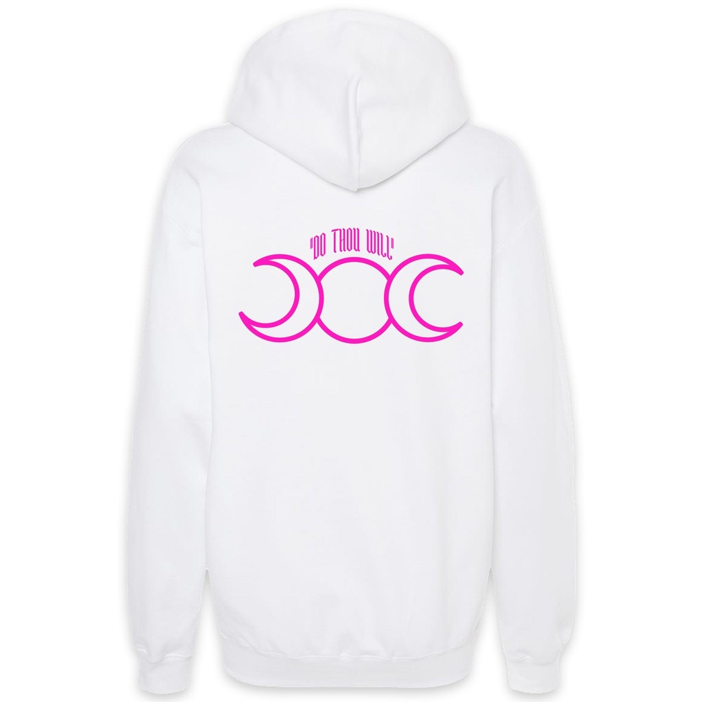 Triple Moon Hoodie - White with Pink