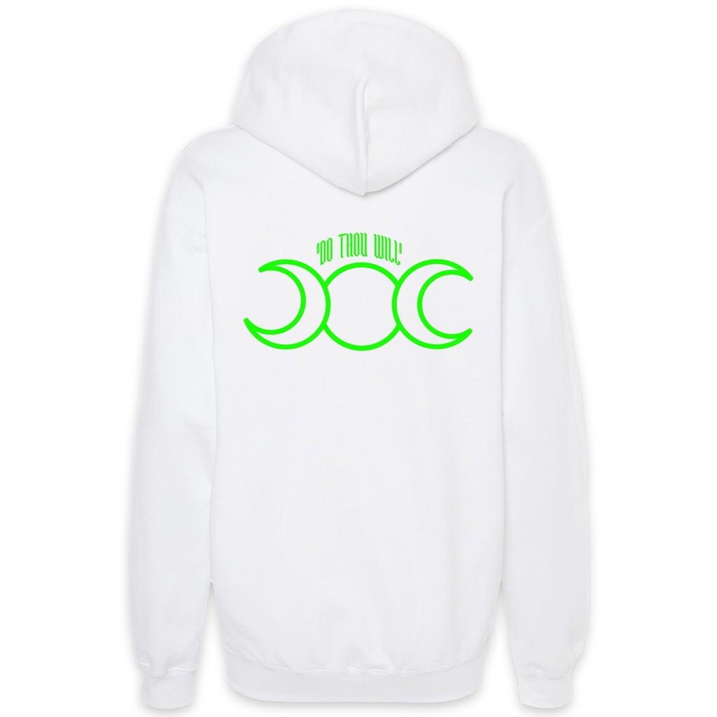 Triple Moon Hoodie - White with Green