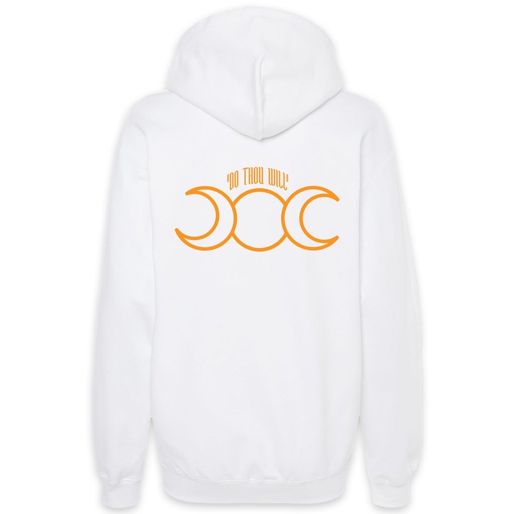 Triple Moon Hoodie - White with Orange