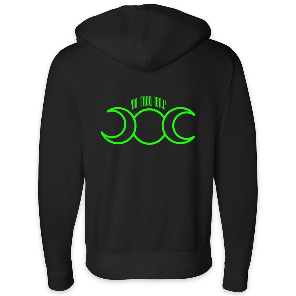 Triple Moon Full Zip - Black with Green