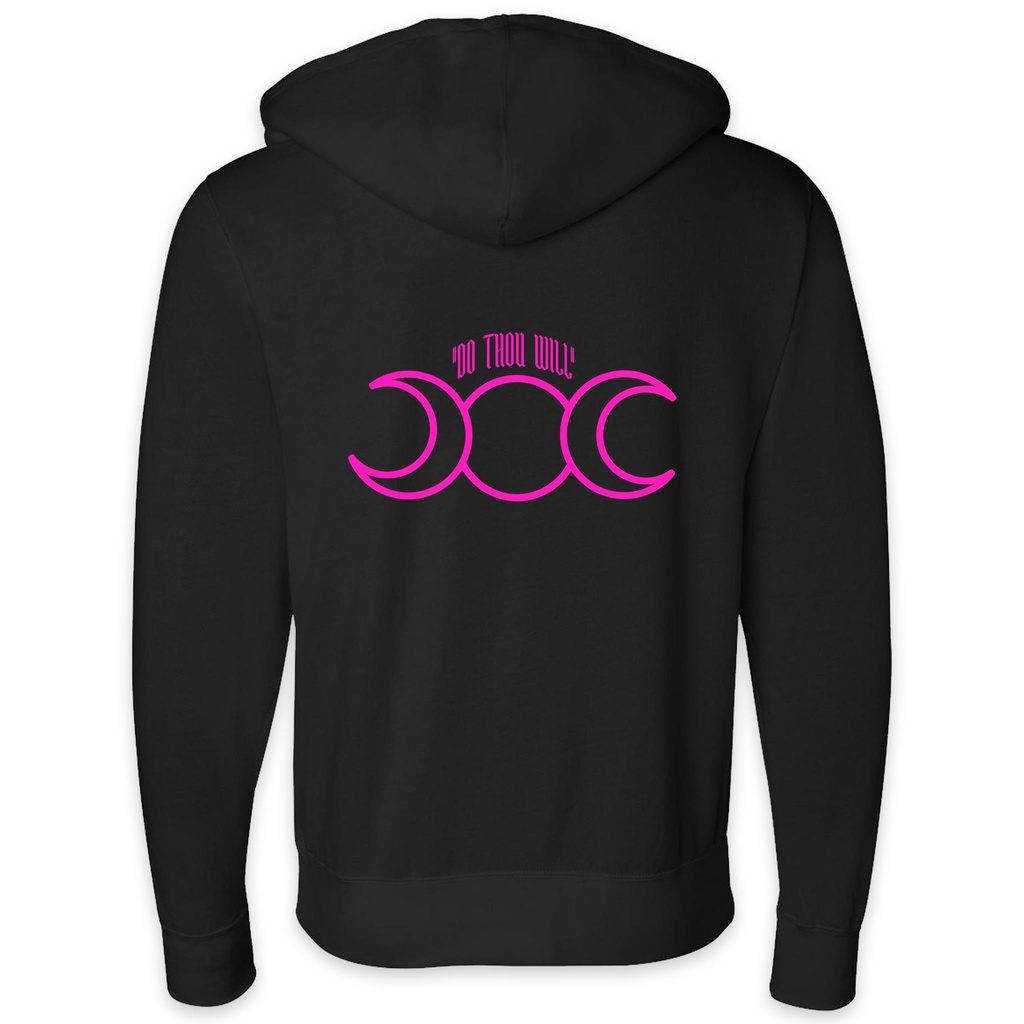Triple Moon Full Zip - Black with Pink
