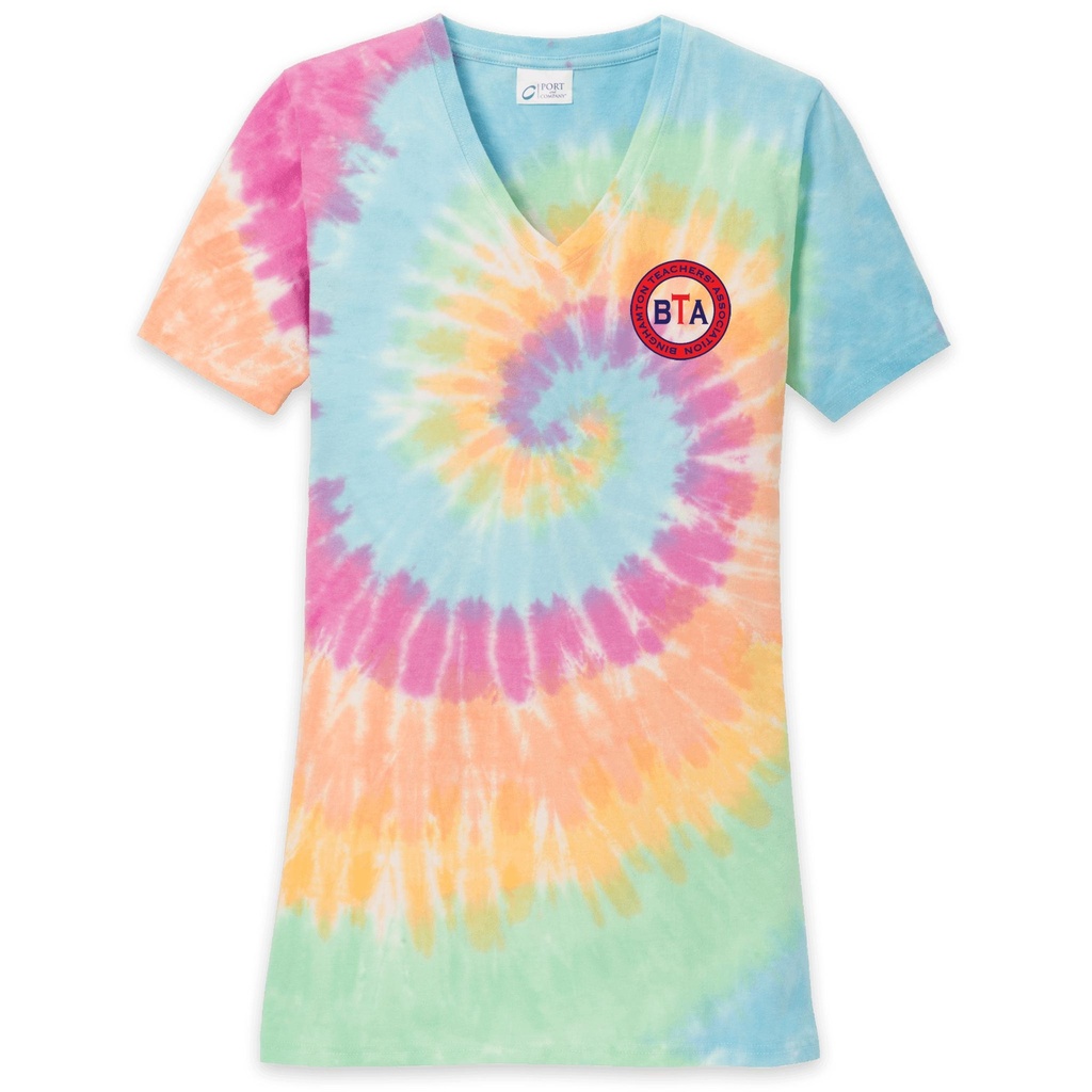 [LPC147V-S-Pastel Rainbow] Binghamton Teachers' Association Rainbow V-Neck Tie Dye T-Shirt (S)