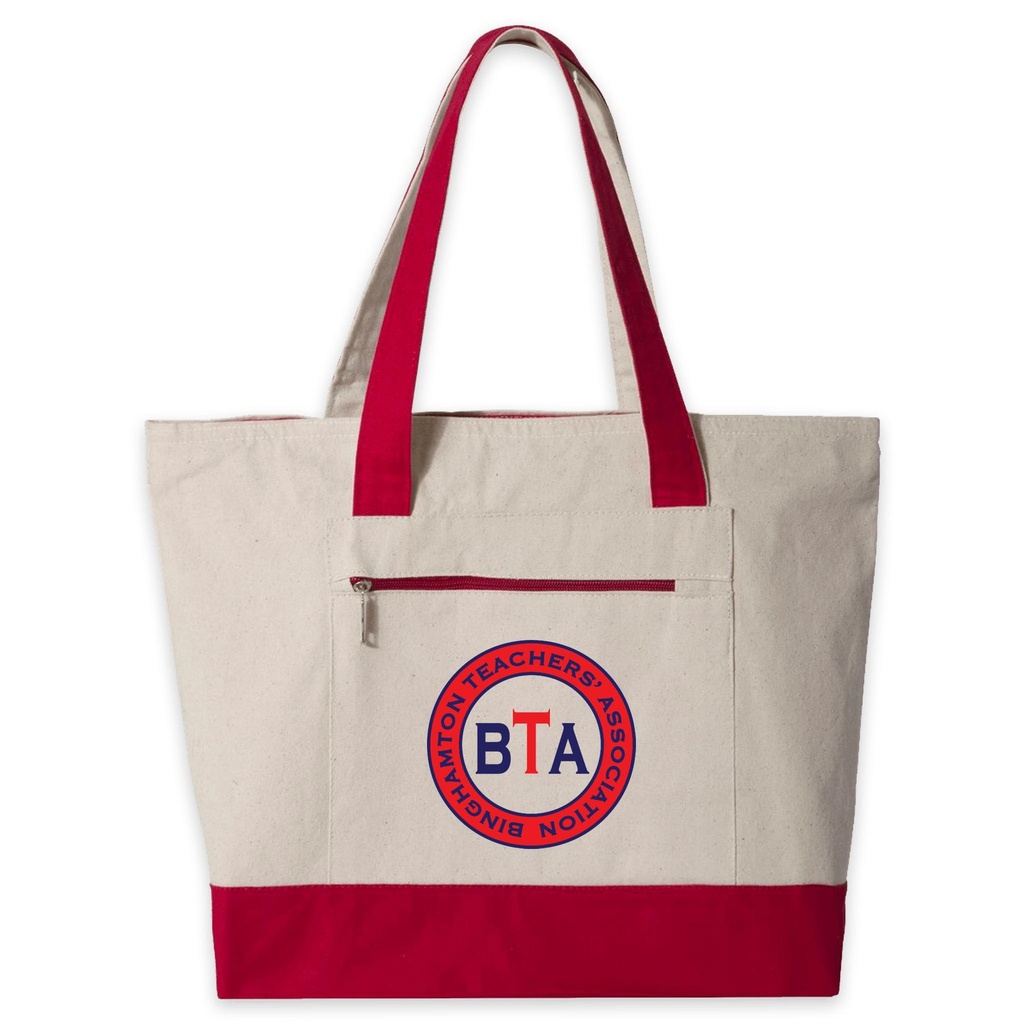 [Q1300-Natural/Red] Binghamton Teachers' Association Tote Bag (Natural/Red)