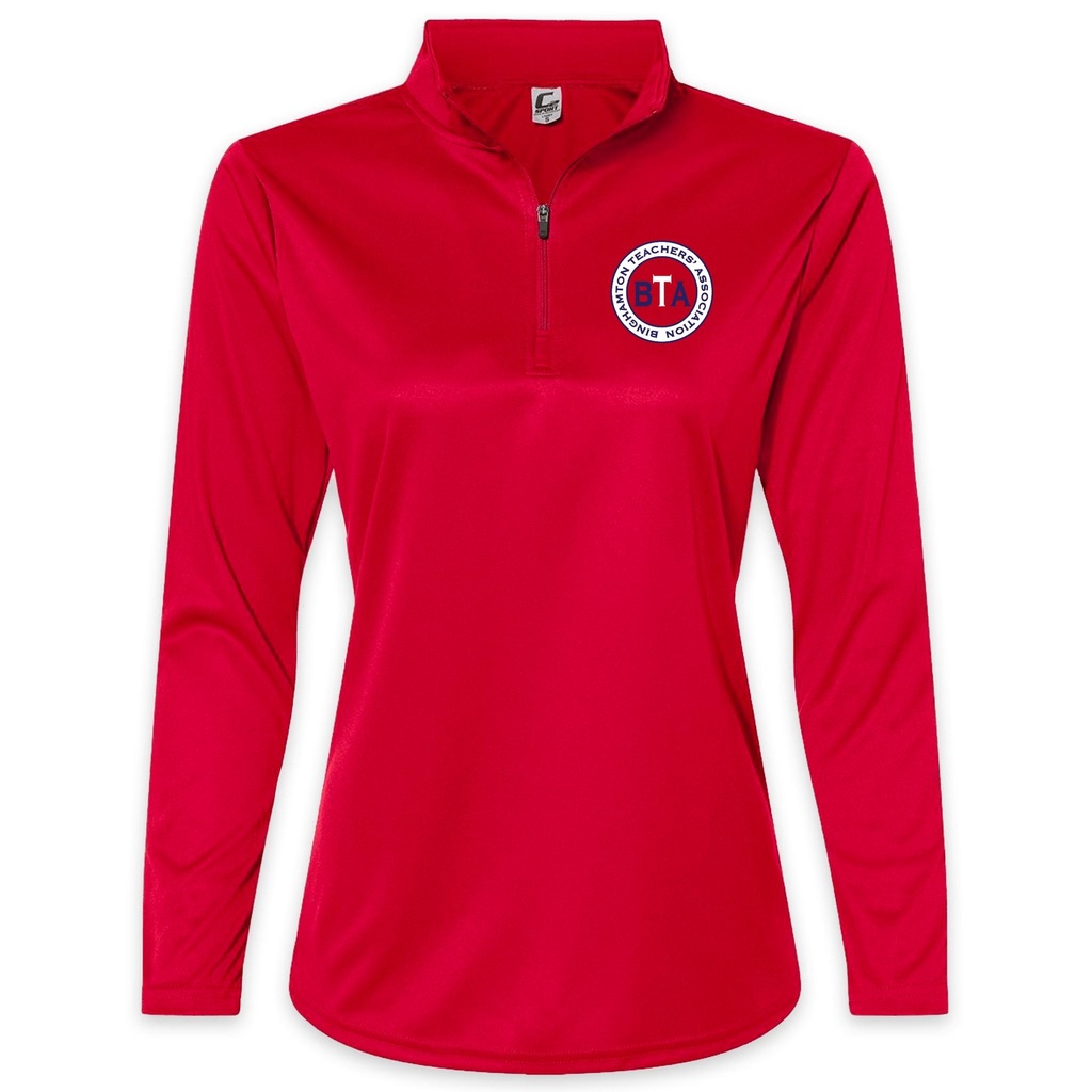 [5602-S-Red] Binghamton Teachers' Association Women's Quarter Zip (Red, S)