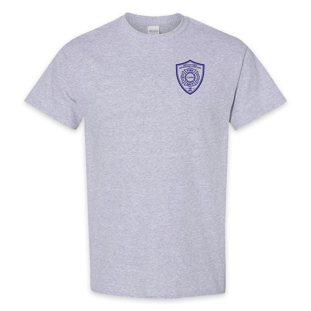 ON DUTY- Hancock Fire Department Short Sleeve T-Shirt (Blue Logo w/back)