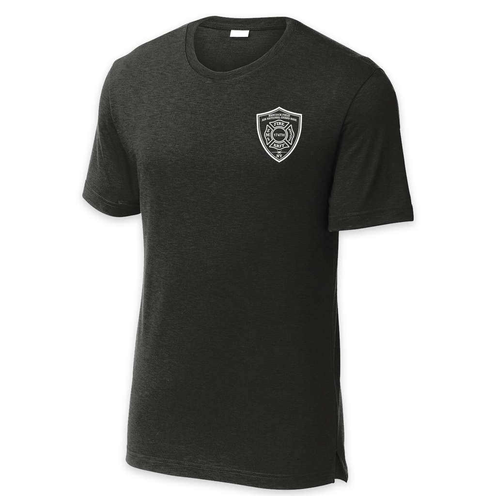 [ST430-S-Black] LEISURE WEAR- Hancock Fire Department Short Sleeve Performance Shirt (White Logo w/back) (Black, S)