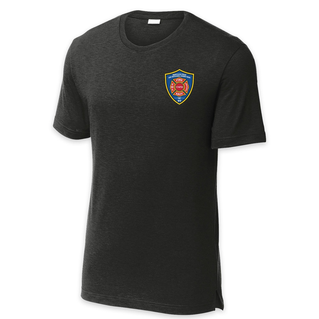 [ST430-S-Black] LEISURE WEAR- Hancock Fire Department Short Sleeve Performance Shirt (Full Color Logo w/back) (Black, S)