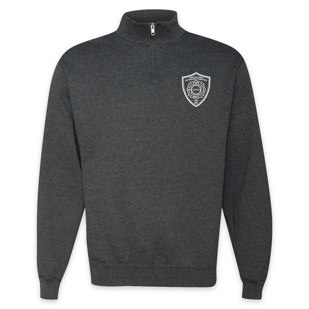 [995MR-S-Black Heather] LEISURE WEAR- Hancock Fire Department Quarter Zip Pullover (White Logo w/back) (S)