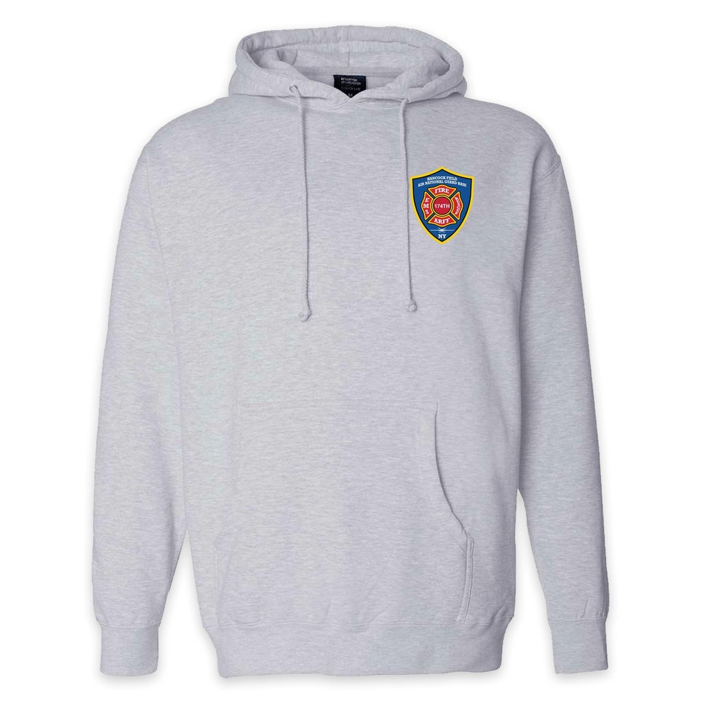 [IND4000-S-Grey Heather] LEISURE WEAR- Hancock Fire Department Hooded Sweatshirt (Front Only Full Color Logo) (Ash, S)