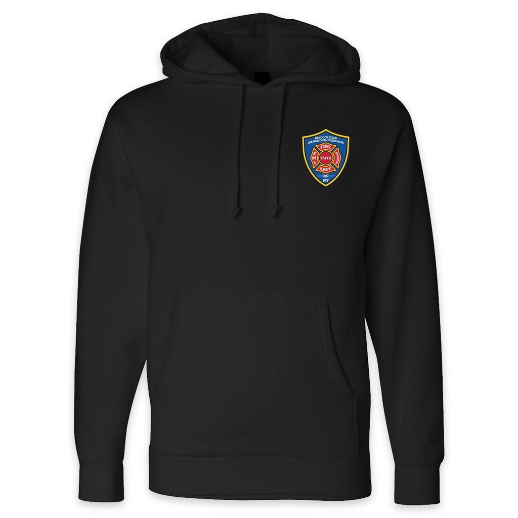 [IND4000-S-Black] LEISURE WEAR- Hancock Fire Department Hooded Sweatshirt (Full Color Logo w/back) (Black, S)